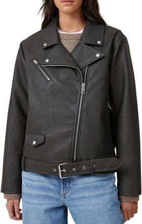 Cotton On Roman Faux Leather Biker Jacket in Washed Black at Nordstrom Rack, Size Large/x-Large