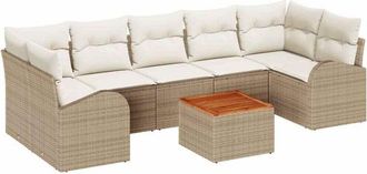 vidaXL Vidaxl - Conjunto De Sof&aacute; De Jard&iacute;n 8 Pcs Beige, Blanco