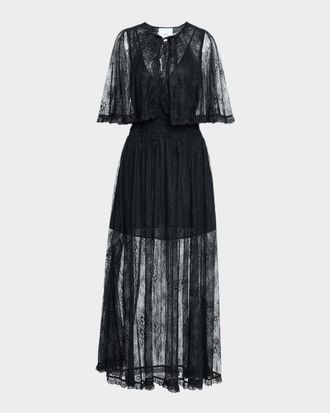 Aknvas Tissy Lace Cape Gown