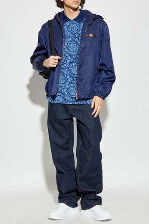 Versace Hooded Jacket, Mens, Navy Blue