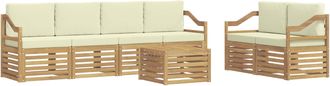 vidaXL Conjunto De Sof&aacute;s De Exterior 7 Uds. Blanco Y Crema Poli&eacute;ster Vidaxl