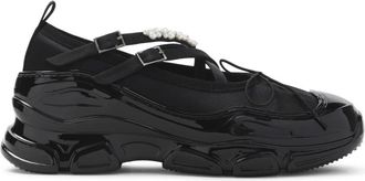 Simone Rocha Sneakers, female, Black, 5 UK, Black Ballerina Shoes with Pearl Inserts