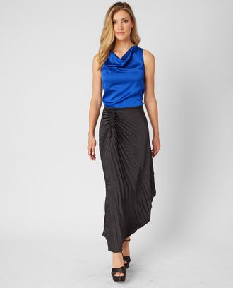 Adrienne Landau Satin Pleated Skirt
