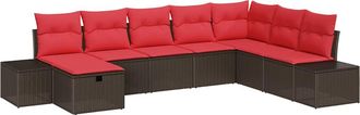 vidaXL Conjunto De Sof&aacute; De Jard&iacute;n 8 Uds. Marr&oacute;n Rat&aacute;n Sint&eacute;tico Vidaxl
