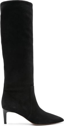 PARIS TEXAS Black Calf Leather Tapered Heel Boots