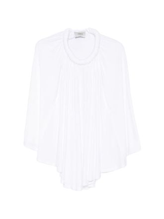 Coperni White Flowing Draped Sleeves Cape Top