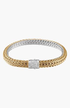 John Hardy Icon Bracelet, Gold, Silver, Diamonds, 6.5mm at Nordstrom, Size Medium
