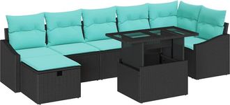 vidaXL Conjunto De Sof&aacute; De Jard&iacute;n 8 Uds. Rat&aacute;n Sint&eacute;tico Vidaxl