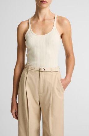 Vince Variegated Rib Tank in Flax at Nordstrom, Size X-Large