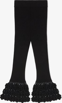 Ganni Black Pants in Cotton Crochet - Size XXS Organic