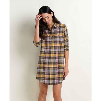 Toad & Co Re-Form Popover Long Sleeve Dress in Chestnut Check at Nordstrom, Size X-Small