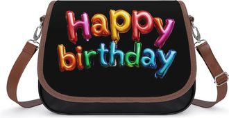 Generic Happy Birthday Womens Crossbody Bag Fashion Shoulder Handbags Message Tote Bag with Adjustable Strap