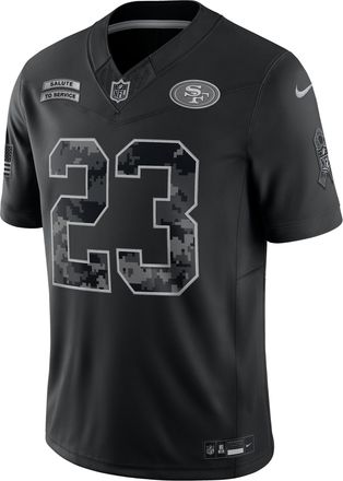 Nike Christian McCaffrey San Francisco 49ers Salute to Service Nike Mens Dri-FIT NFL Limited Jersey in Black | SSLM00AF3T-VSP