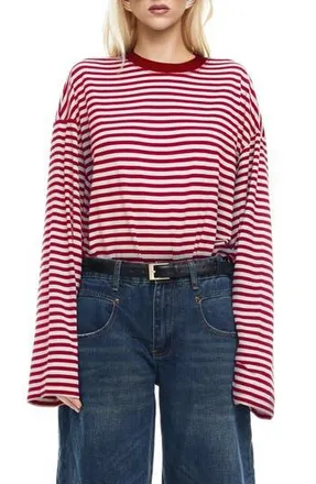 Lioness Bloom Stripe Top in Wine Stripe at Nordstrom Rack, Size Large