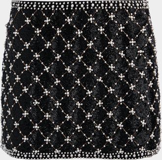 Alice & Olivia Rubi Embellished A-Line Mini Skirt