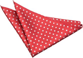 DQT Men Red Solid Plain Stripe Floral Paisley Polka Dot Pocket Square - Polka Dot Dark Red