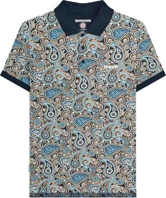 Lambretta Heren Paisley Poloshirt (Marine/rookblauw)