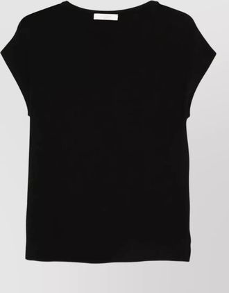 Zanone cotton crepe blouse cap sleeves crew neck