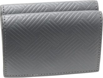 Bottega Veneta Pre-owned Wallets, female, Gray, Size: ONE SIZE Pre-owned Embossed Calf Tiny Compact Trifold Wallet