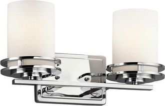 Loops IP44 Twin Wall Light Satin Edged Cased Opal Glass Polished Chrome LED G9 3.5W