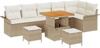 vidaXL Vidaxl - Garden Sofa Set with Cushion 9 pcs Beige, Cream 80 x 80 x 71 cm