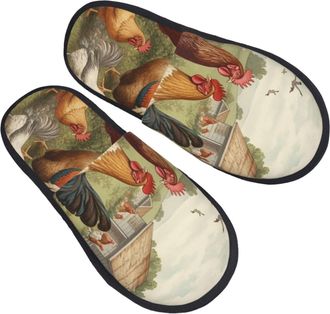 Generic House Slippers Chickens And Farm Unisex Slipper Furry Anti-Slide Slipper For Travel Guest Room Home L