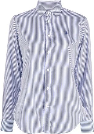 Polo Ralph Lauren Wit en Bordeaux Shirt - Dames - Overhemden - Blauw - M - Katoen - Overhemden