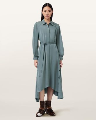 AllSaints Polyester Lexi Midi Dress, Size: UK 14/US 10