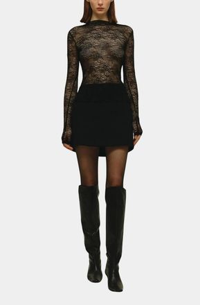 Elodie Dorothy Lace Long Sleeve Top In Black