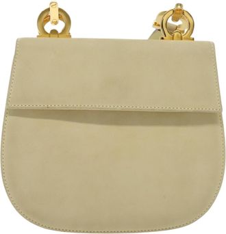 Ferragamo Gancini Beige Suede Shoulder Bag (Pre-Owned)