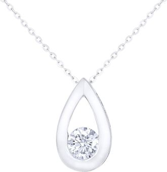 Jewelco London 9ct White Gold 1/3ct Diamond Solitaire Pendant Necklace 18 inch - PP0AXL1714WDia