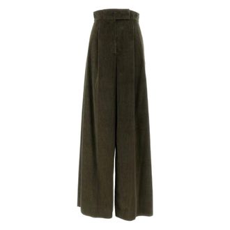 Max Mara Bosso1234 Fluweel Broek - Dames - Broeken - Groen - Maat: M Katoen