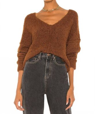 Free People Icing V-Neck Pullover In Mocha Java