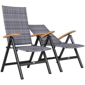 OUTSUNNY Outdoor Folding Dining Chair - Dining Chair - Light Grey | TJ Hughes