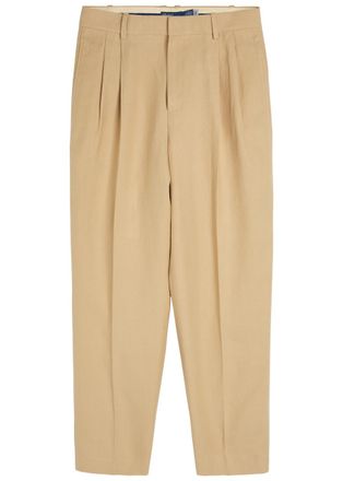 Polo Ralph Lauren Pleated Tapered-leg Hemp Trousers - Tan - 12 (UK16 / XL)