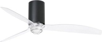 Netlighting Mini Tube LED Matt Black Transparent Ceiling Fan with DC Smart Motor Remote Included 3000K