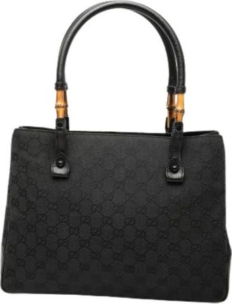 Gucci Pre-owned Tote Bags, female, Black, Size: ONE SIZE Pre-owned Canvas Tote