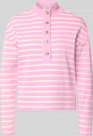 Christian Berg Ringel Polo Shirt mit Schmuckknopf in Rosa, Gr&ouml;&szlig;e XXL