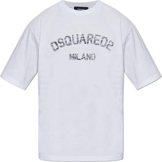 Dsquared2 T-shirt met logo - Heren - T-shirts - Wit - XL - Katoen - Tops
