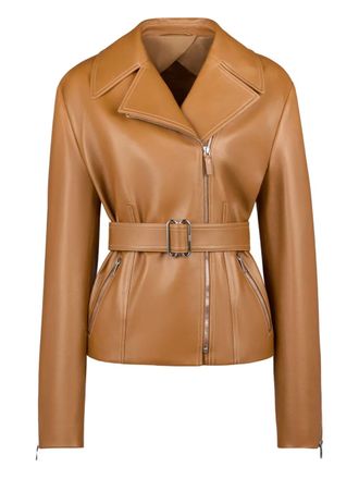 Tod's belted leather jacket - women - Lambskin - 42 - Brown