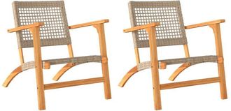 vidaXL Sillas De Jard&iacute;n 2 Uds Madera De Acacia Y Rat&aacute;n Sint&eacute;tico Beige Vidaxl