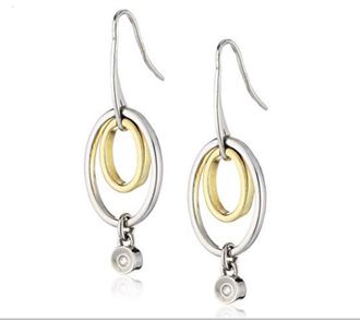 Orphelia WoMens 925 Sterling Silver Drop Earrings - Silver/Gold ZO-5705 - Silver & Gold - One Size