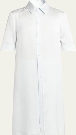 Jil Sander Short-Sleeve Long Fitted Button-Down Shirt