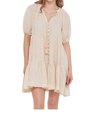 Dex Clothing Button Front Tiered Mini Dress In Cream