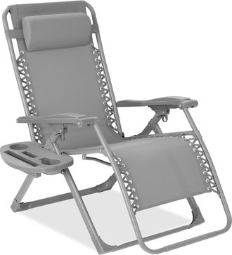 Best Choice Products Monochromatic Zero Gravity Chair, Folding Patio Recliner w/Side Tray, Headrest