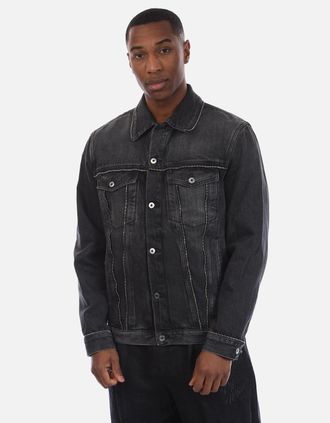 Off-white Mens Arrow Zip Skate Denim Jacket - Black - Size: Regular/36