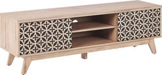 Beliani Beliani - Mueble Tv Madera Clara Mdf Dise&ntilde;o Puertas Sala De Estar Orificio Para Gesti&oacute;n De Cables Prescot