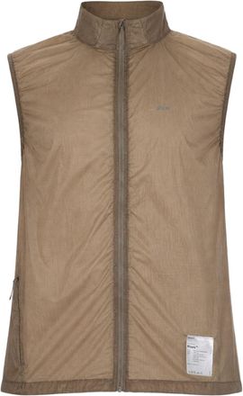 SATISFY Beige Sleeveless High-Collar Nylon Jacket