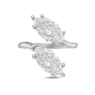 Diana M. Jewels 14kt White Gold 4.00 Cts 2 Stone Marquise Lab Grown Diamond Ring