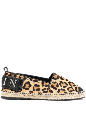 Philipp Plein leopard-print slip-on espadrilles - women - Calf Hair/Calf Leather/Rubber - 37 - Brown
